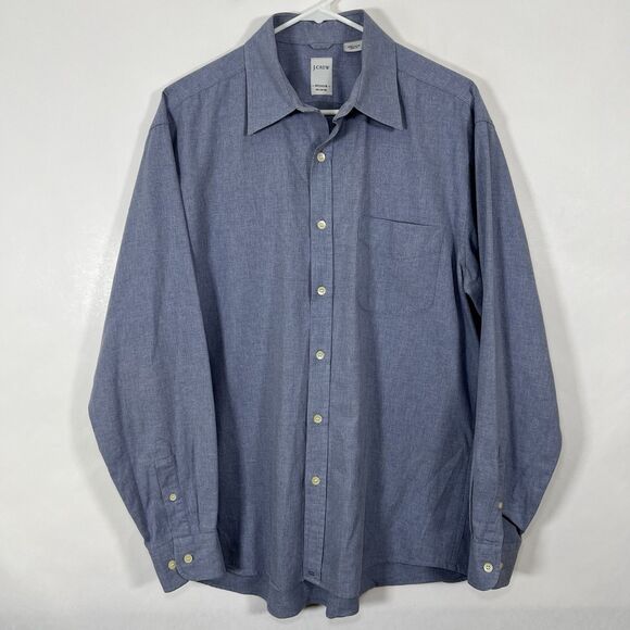 J Crew Button Up Shirt Mens Size Medium Light Blue Long Sleeve Oxford Pocket - Picture 1 of 14